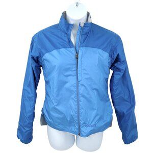 MARMOT TWO TONE BLUE ZIP UP LINED WINDBREAKER JACKET RUNNING HIKING - L